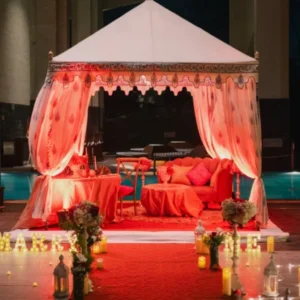 Heart Backdrop Luxury Proposal at Taj Vivanta