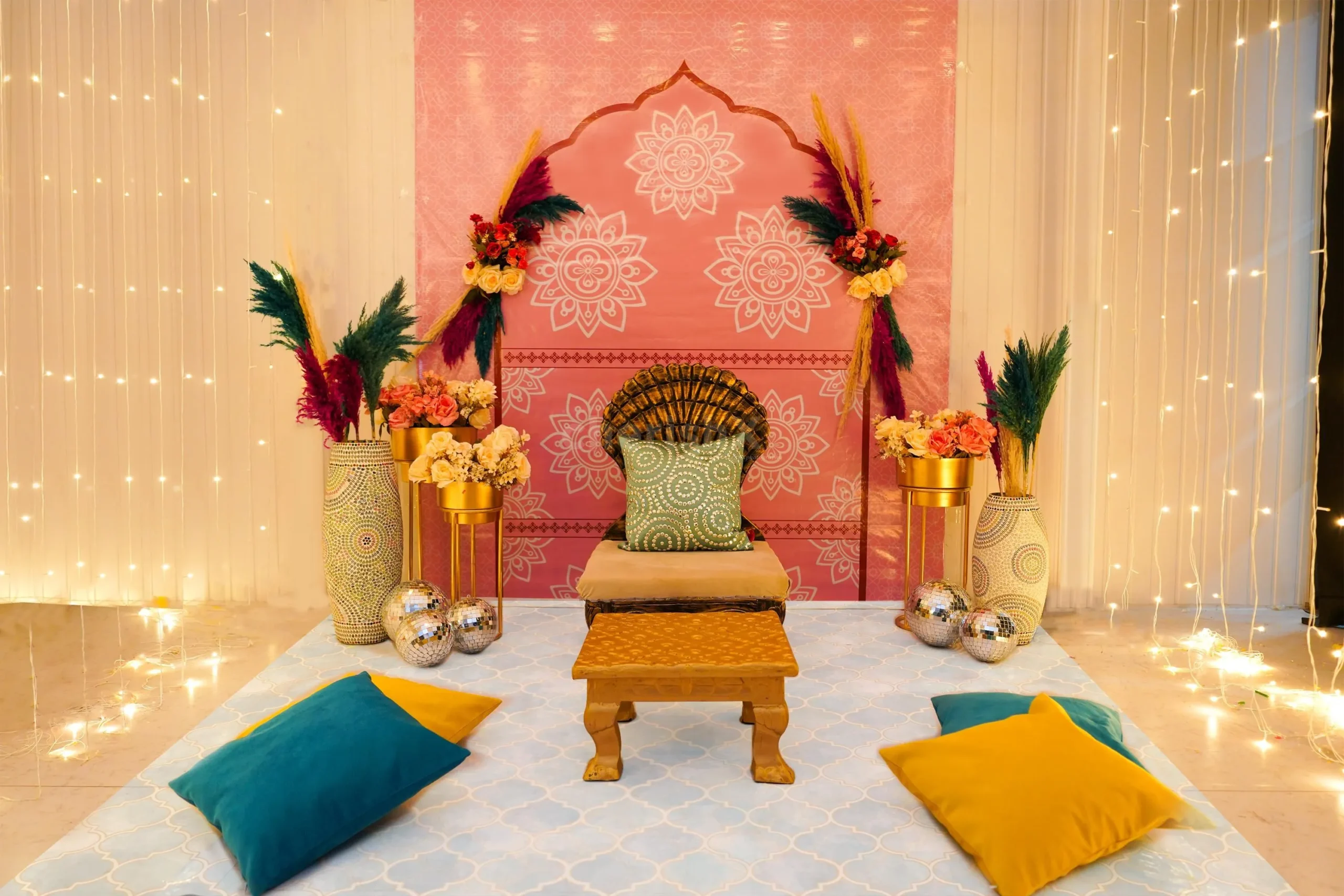 Boho Theme Mehendi and Haldi Decor