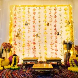 Colourful Hangings Backdrop for Haldi and Mehendi