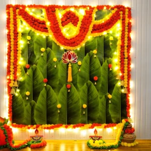 Embracing Tradition : Banana Leaf & Marigold Garland Delight