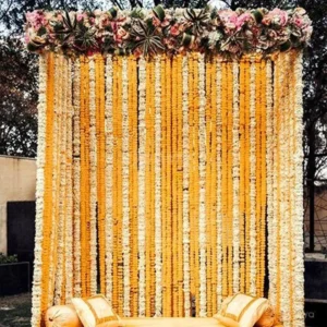 Floral Haldi And Mehndi Backdrop