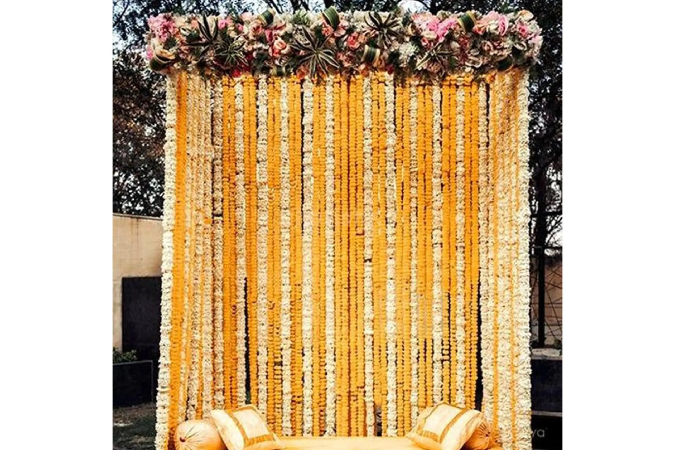 Floral Haldi And Mehndi Backdrop