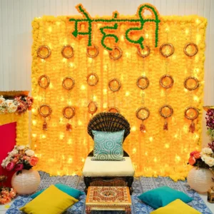 Golden And Yellow Mehndi Theme Decor