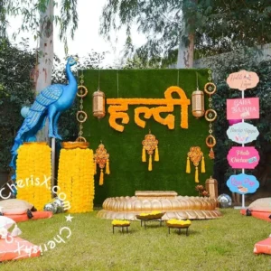 Peacock Theme Haldi Decor