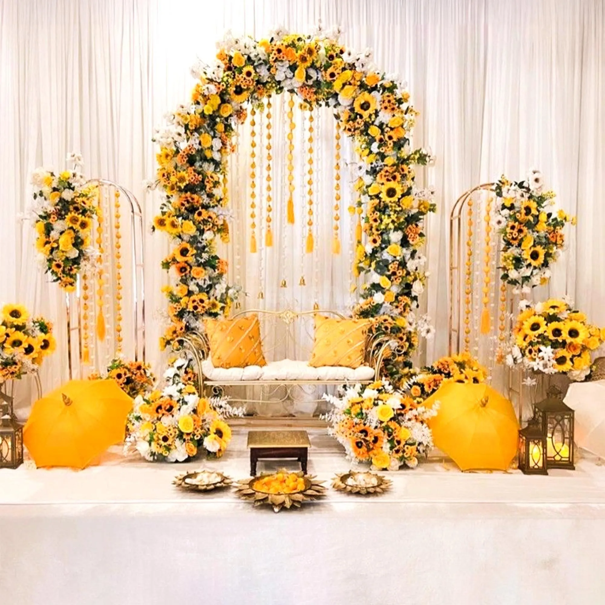 Sunflower Glow Haldi Backdrop